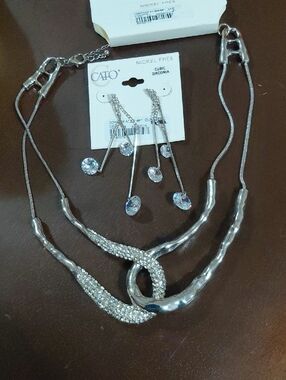 Cato Silver-Tone Knot Necklace with Sparkling Cubic Zirconia Accents